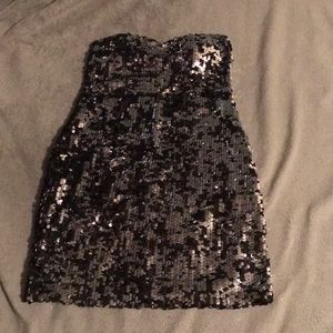Black and silver sequin disco ball mini dress